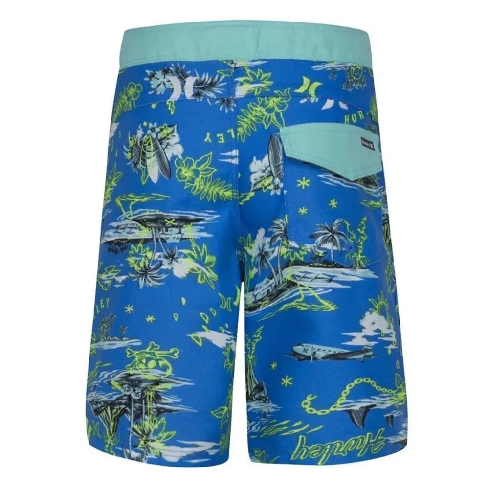 Hurley Neptune Blue Tropical Swim Board Shorts Size 16 / 28 NWT